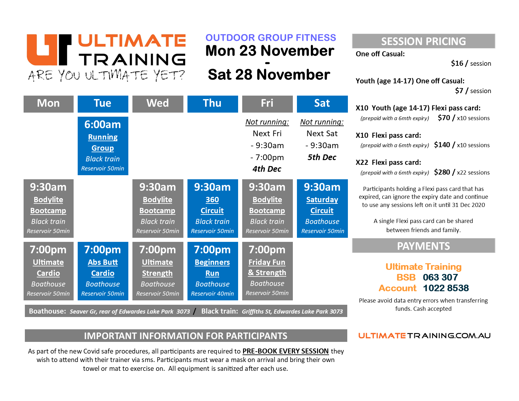Ultimate Training Timetable